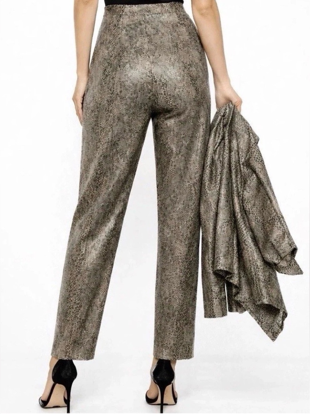 VTG 90s Harvé Benard Snakeskin Pant Set Blouse High Rise Cocktail Y2K XS S